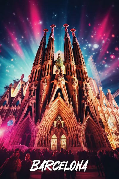 Barcelona Fantasy by Durro Art framed canvas print