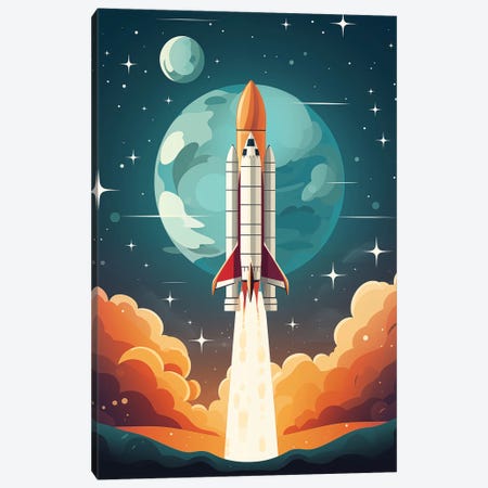 Space Rocket IV Canvas Print #DUR1301} by Durro Art Canvas Wall Art