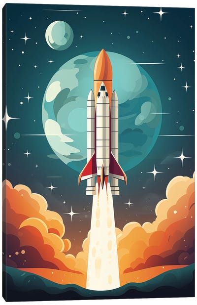Space Rocket IV Canvas Art Print - Durro Art