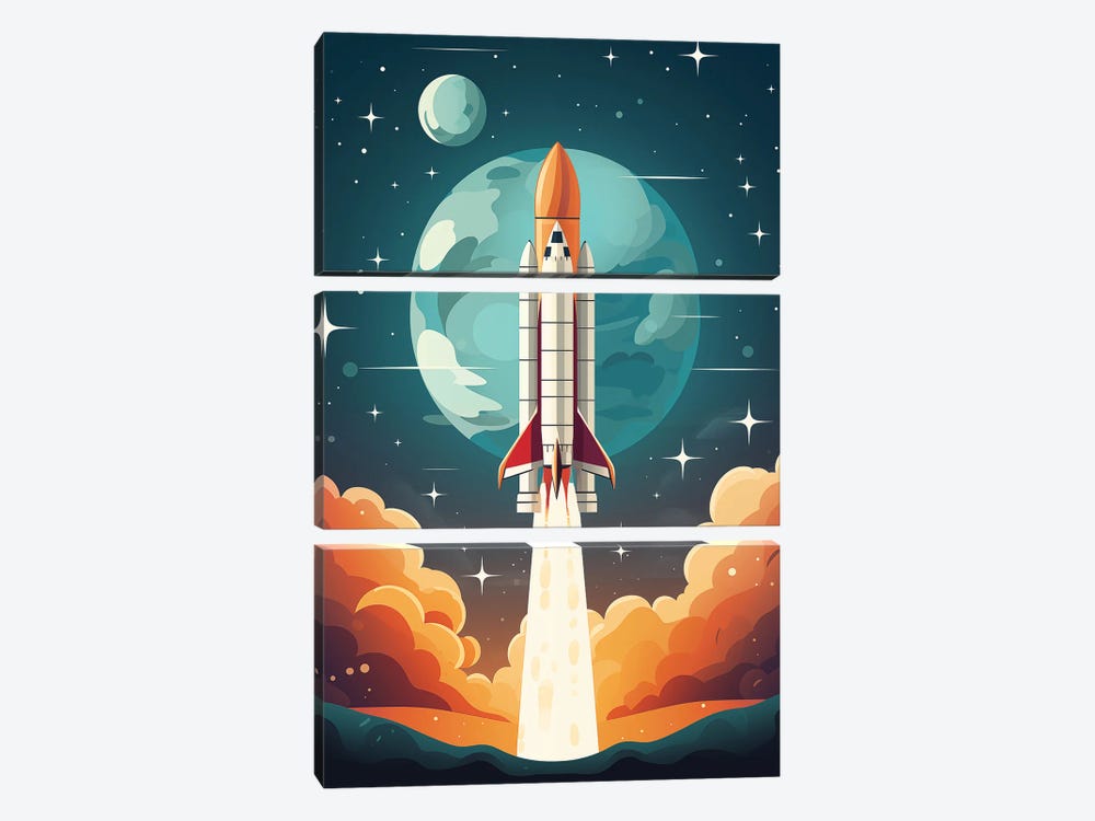 Space Rocket IV by Durro Art 3-piece Canvas Art