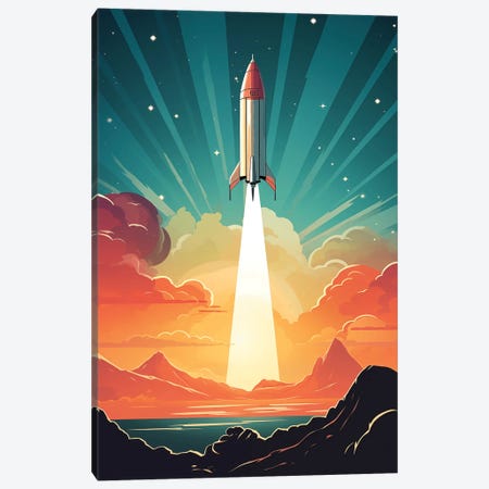 Space Rocket Canvas Print #DUR1303} by Durro Art Canvas Wall Art