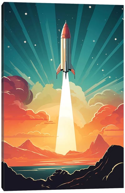 Space Rocket Canvas Art Print - Durro Art
