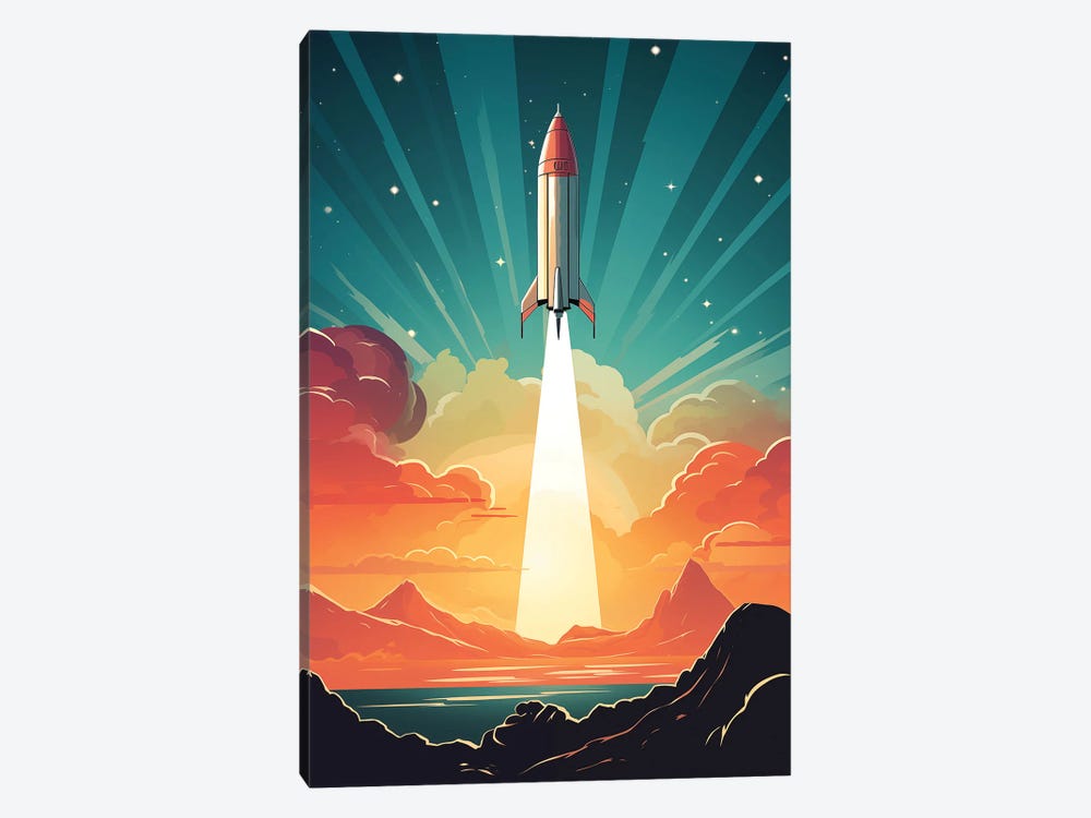 Space Rocket by Durro Art 1-piece Canvas Wall Art