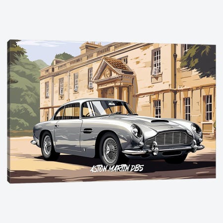 Aston Martin DB5 Comic Canvas Print #DUR1313} by Durro Art Canvas Art Print