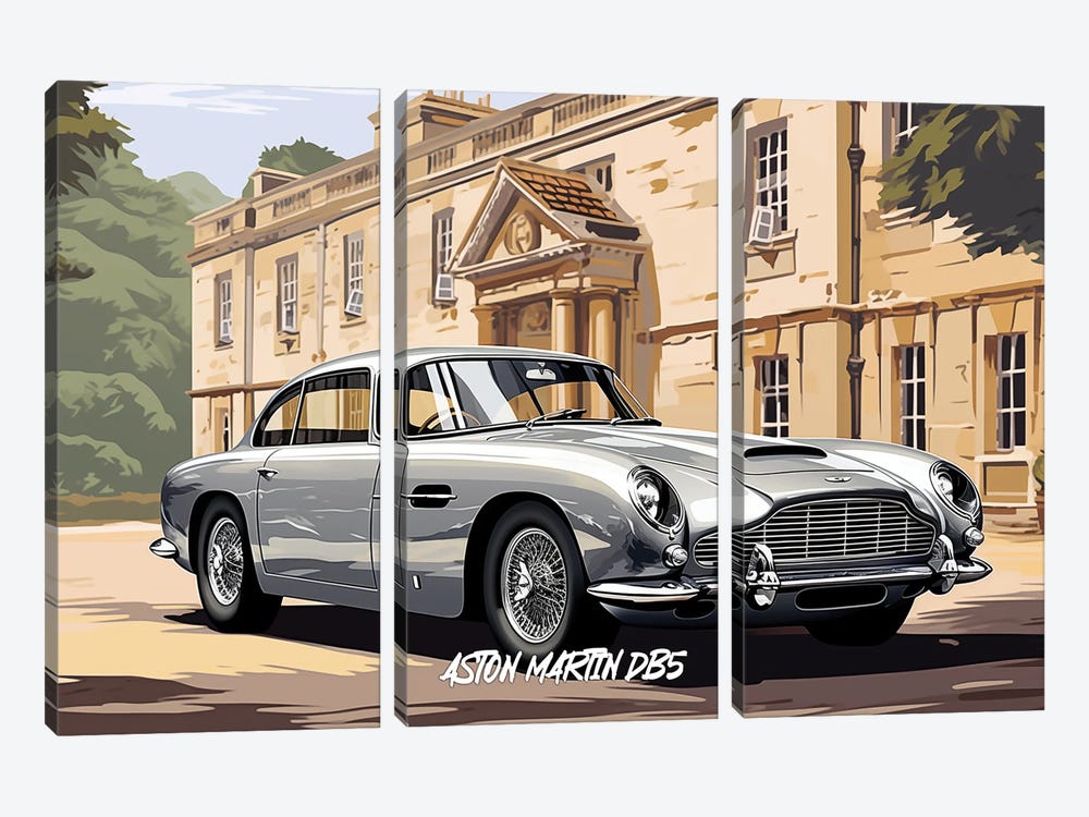 Aston Martin DB5 Comic by Durro Art 3-piece Canvas Print