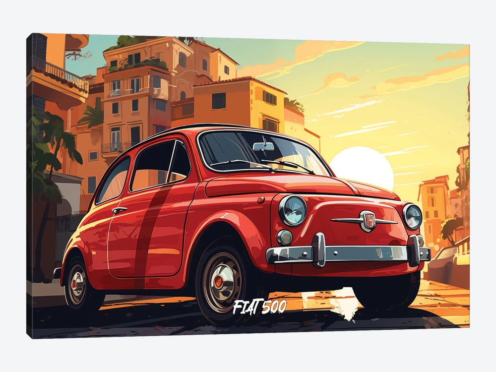 Fiat 500 Comic by Durro Art 1-piece Art Print