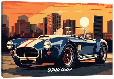 Shelby Cobra Comic Canvas Art Print - Durro Art
