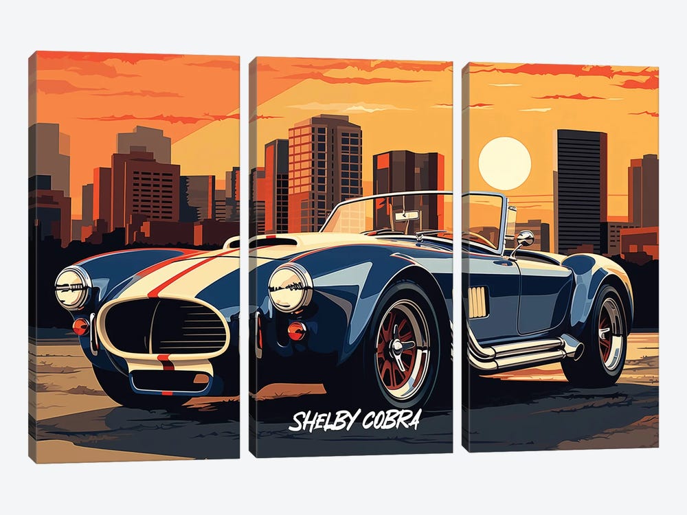 Shelby Cobra Comic by Durro Art 3-piece Canvas Wall Art