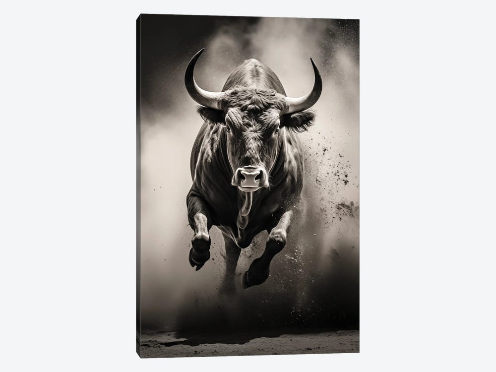 Bull Black by Durro Art 1-piece Canvas Print