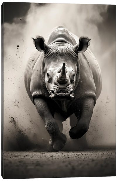 Rhino Black Canvas Art Print - Durro Art