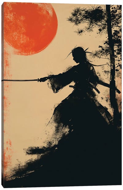 Samurai Sunset II Canvas Art Print - Asian Décor