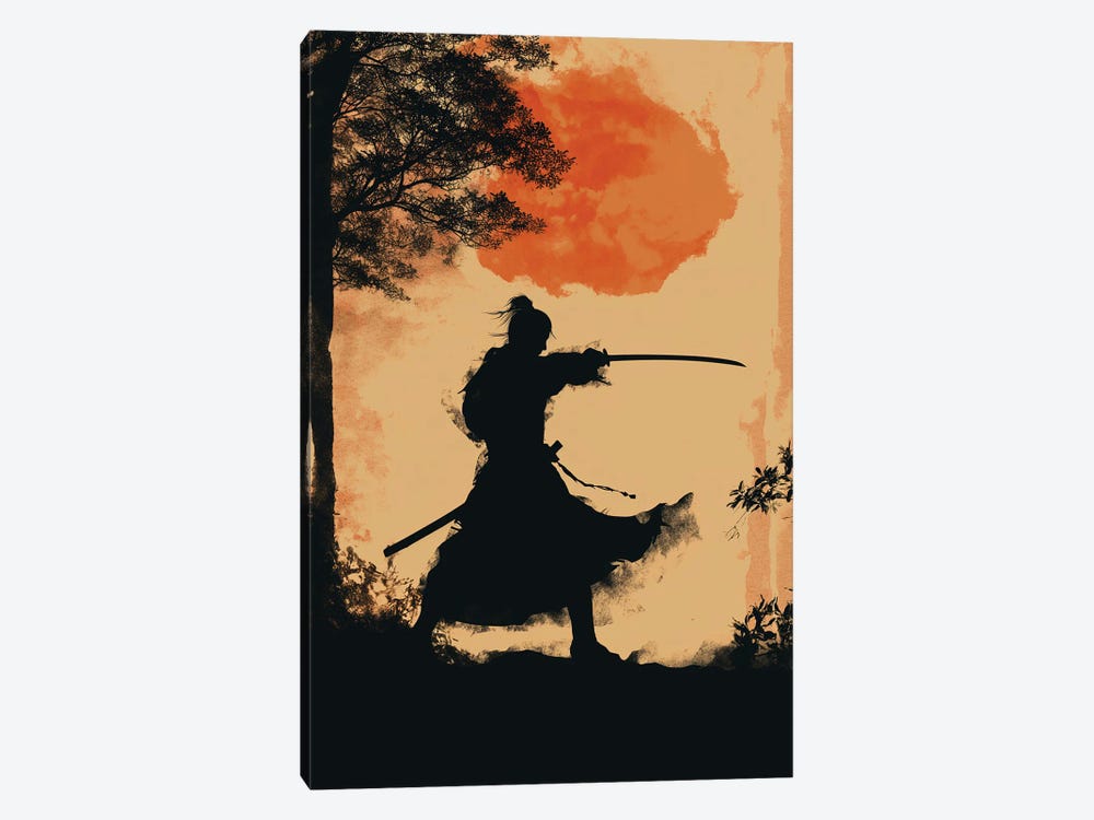 Samurai Sunset by Durro Art 1-piece Canvas Artwork