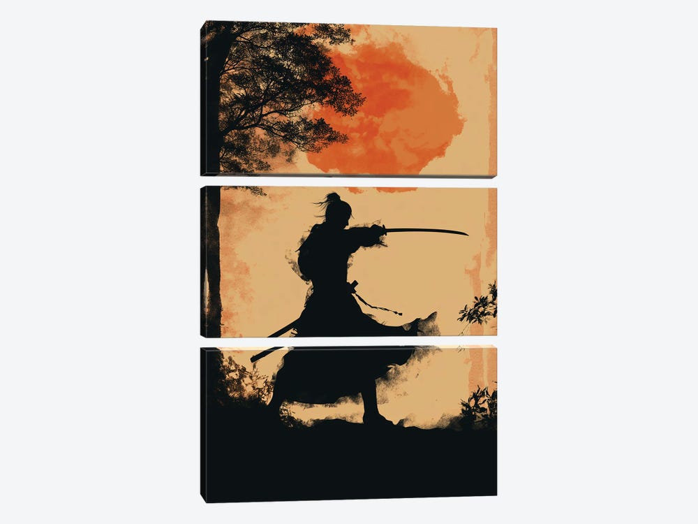 Samurai Sunset by Durro Art 3-piece Canvas Art