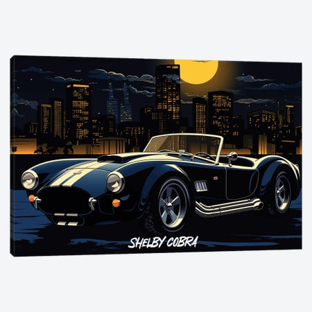Shelby Cobra By Night Canvas Print #DUR1361} by Durro Art Canvas Wall Art