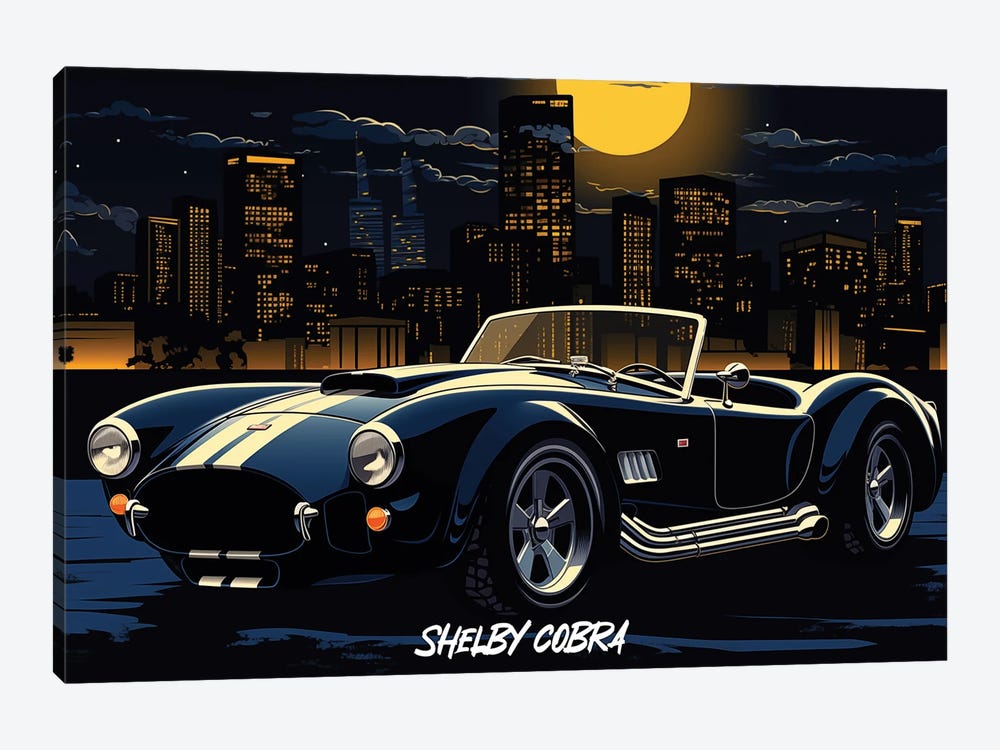 Shelby Cobra By Night by Durro Art 1-piece Canvas Wall Art