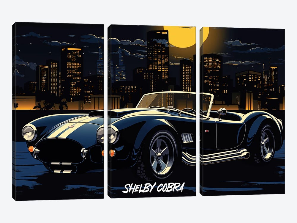 Shelby Cobra By Night by Durro Art 3-piece Canvas Art