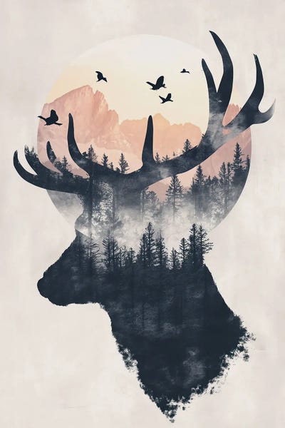 Double Exposure Photography: Deer Double Exposure by Durro Art