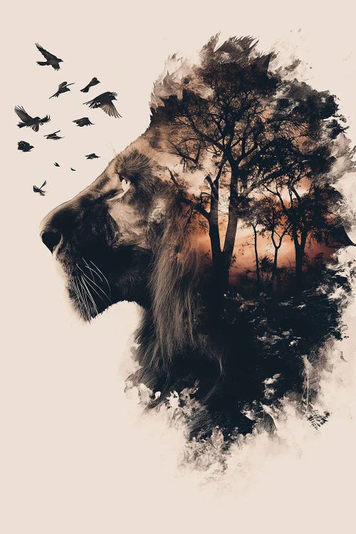 Lion Double Exposure