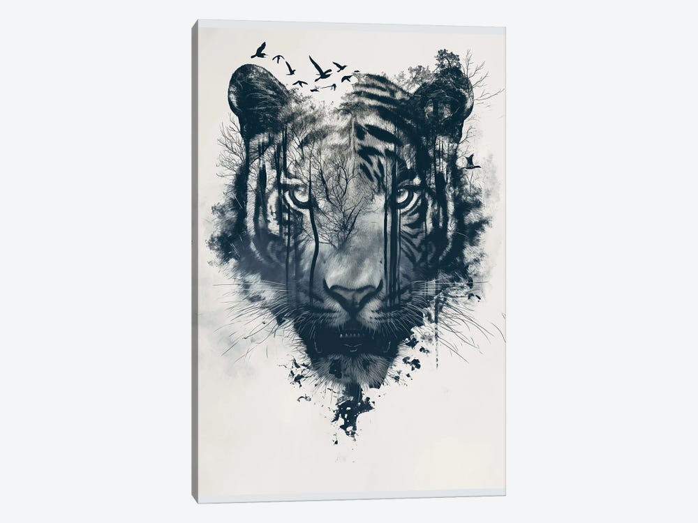 Tiger Double Exposure by Durro Art 1-piece Canvas Art