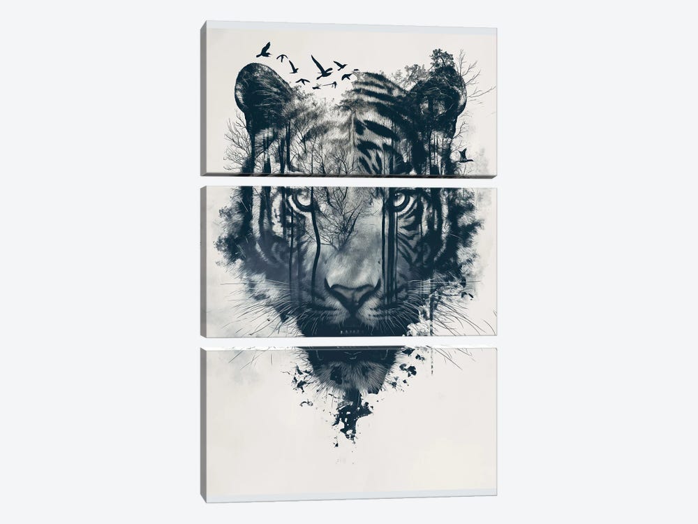 Tiger Double Exposure by Durro Art 3-piece Canvas Artwork