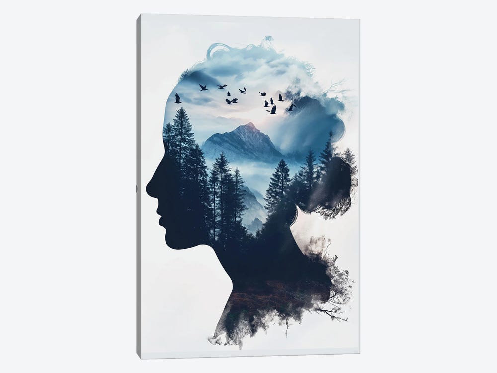 Woman Double Exposure by Durro Art 1-piece Canvas Print