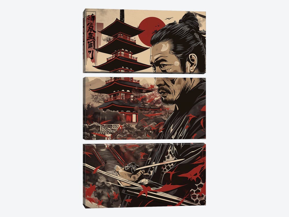 Samurai Warrior IV by Durro Art 3-piece Canvas Wall Art