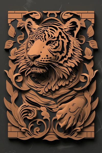 Fine Art Print: 3D Tiger by Durro Art