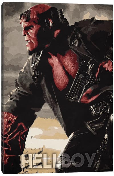 Hellboy Canvas Art Print - Superhero Art
