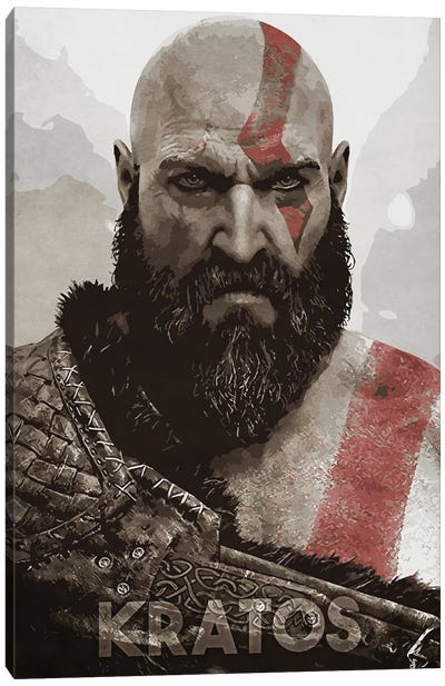 Kratos Close-Up Canvas Art Print - Other Video Game Characters