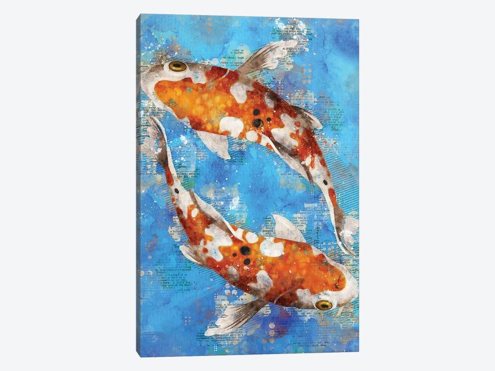 Koi Fishes Blue by Durro Art 1-piece Canvas Art