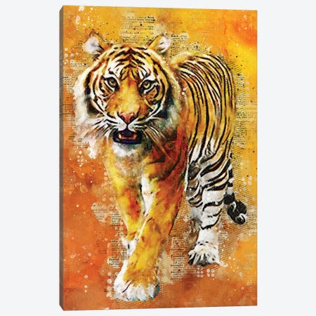 Tiger Wild Canvas Print #DUR354} by Durro Art Canvas Art