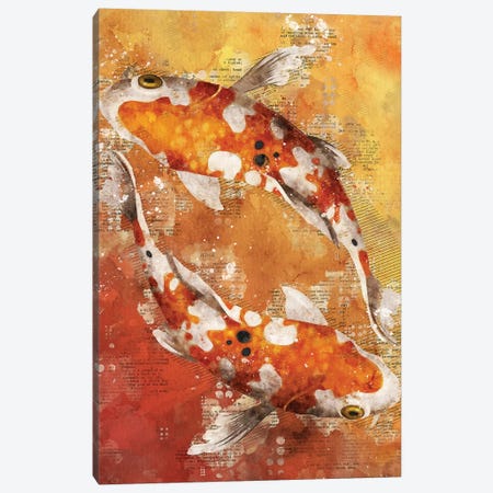 Koi Fishes Red Canvas Print #DUR357} by Durro Art Canvas Artwork