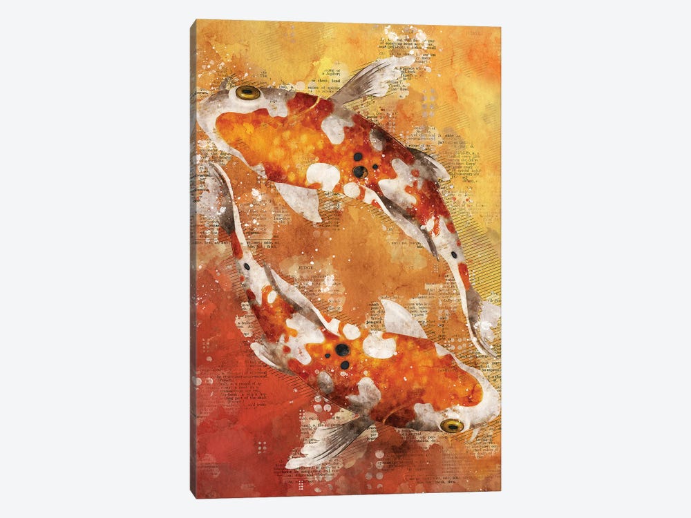 Koi Fishes Red by Durro Art 1-piece Canvas Wall Art