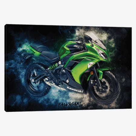 Kawasaki Ninja Green Canvas Print #DUR375} by Durro Art Canvas Artwork