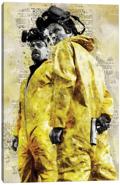 Walter And Jesse Watercolor Canvas Art Print - Breaking Bad