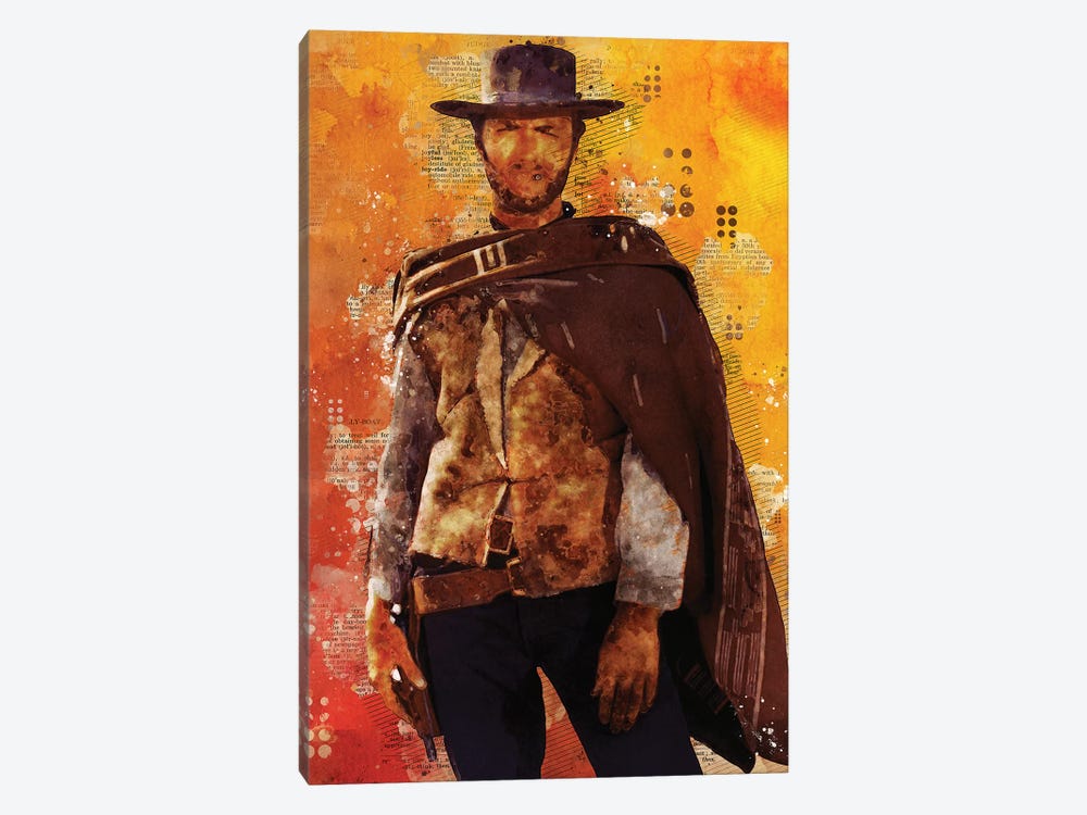 Clint Eastwood Watercolor by Durro Art 1-piece Canvas Art