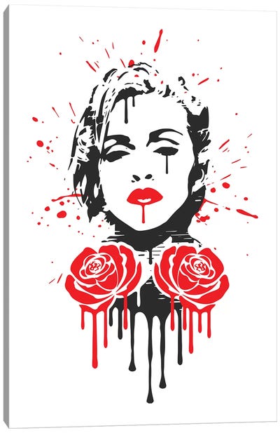 Rebel Heart Canvas Art Print - Black, White & Red Art