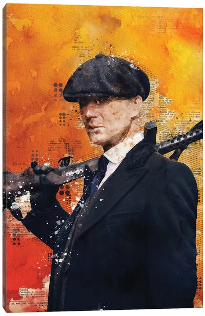Tommy Shelby Watercolor 2 Canvas Art Print - Crime Drama TV Show Art