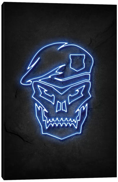 Black Ops Neon Blue Canvas Art Print - Call of Duty