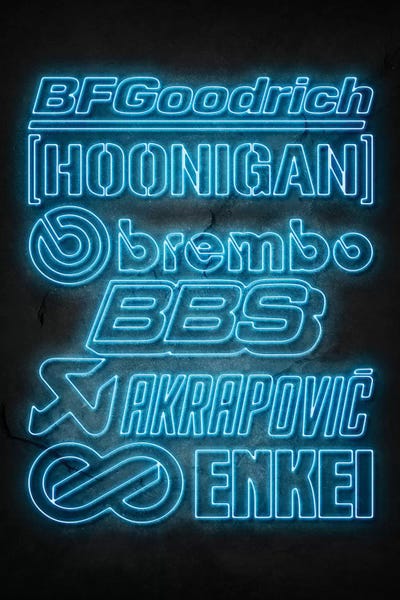 Neon Car Sponsors III by Durro Art metal wall art