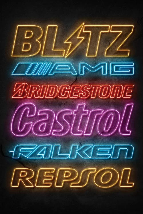 Neon Car Sponsors VI by Durro Art wall art