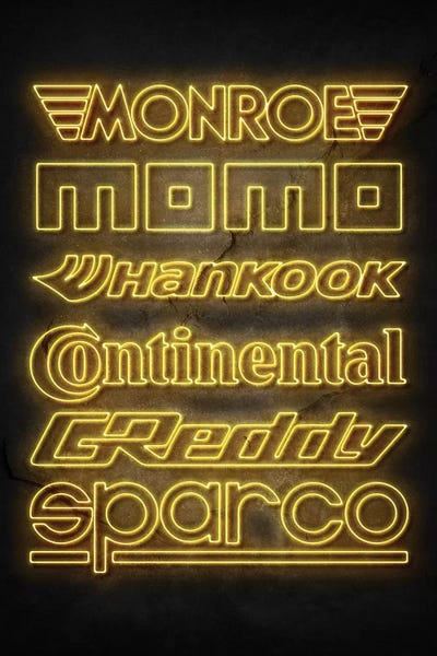 Neon Car Sponsors VIII by Durro Art metal wall art