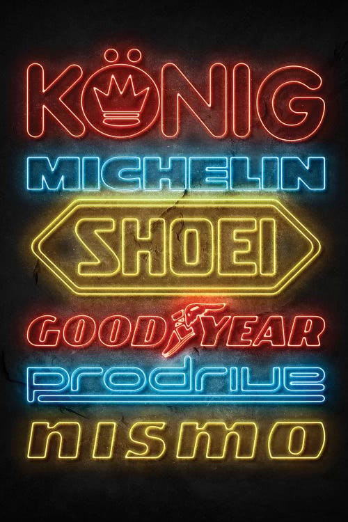 Neon Car Sponsors X by Durro Art wall art