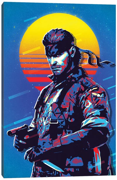 Solid Snake Retro Canvas Art Print - Metal Gear Solid
