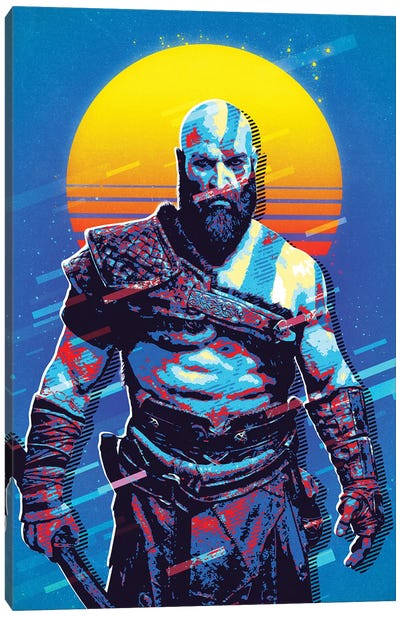 Kratos Retro Canvas Art Print - Other Video Game Characters