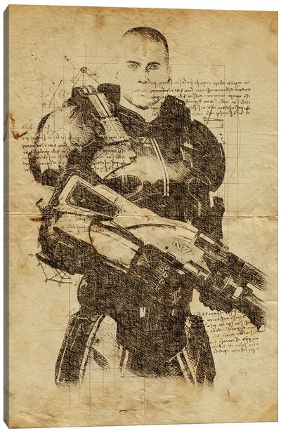 Mass Effect DaVinci Canvas Art Print - Weapons & Artillery Art