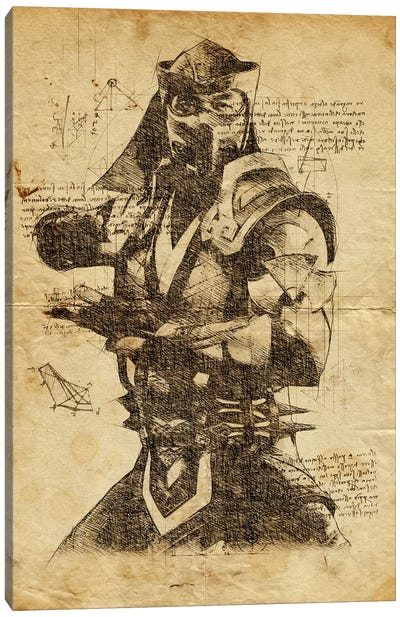 Sub Zero DaVinci Canvas Art Print - Mortal Kombat