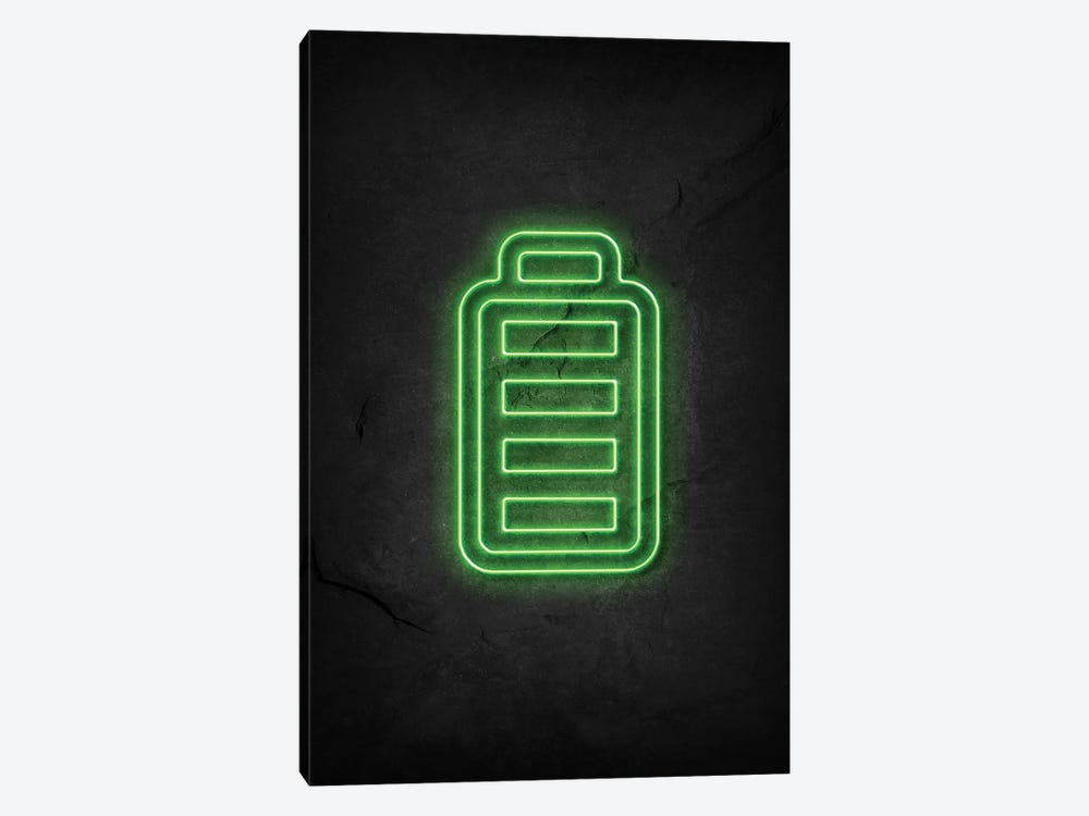 Battery Full Neon by Durro Art 1-piece Canvas Wall Art