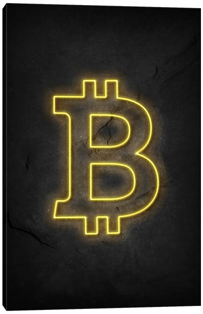 Bitcoin Neon Canvas Art Print - Money Art