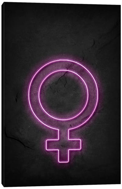 Woman Neon Canvas Art Print - Black & Pink